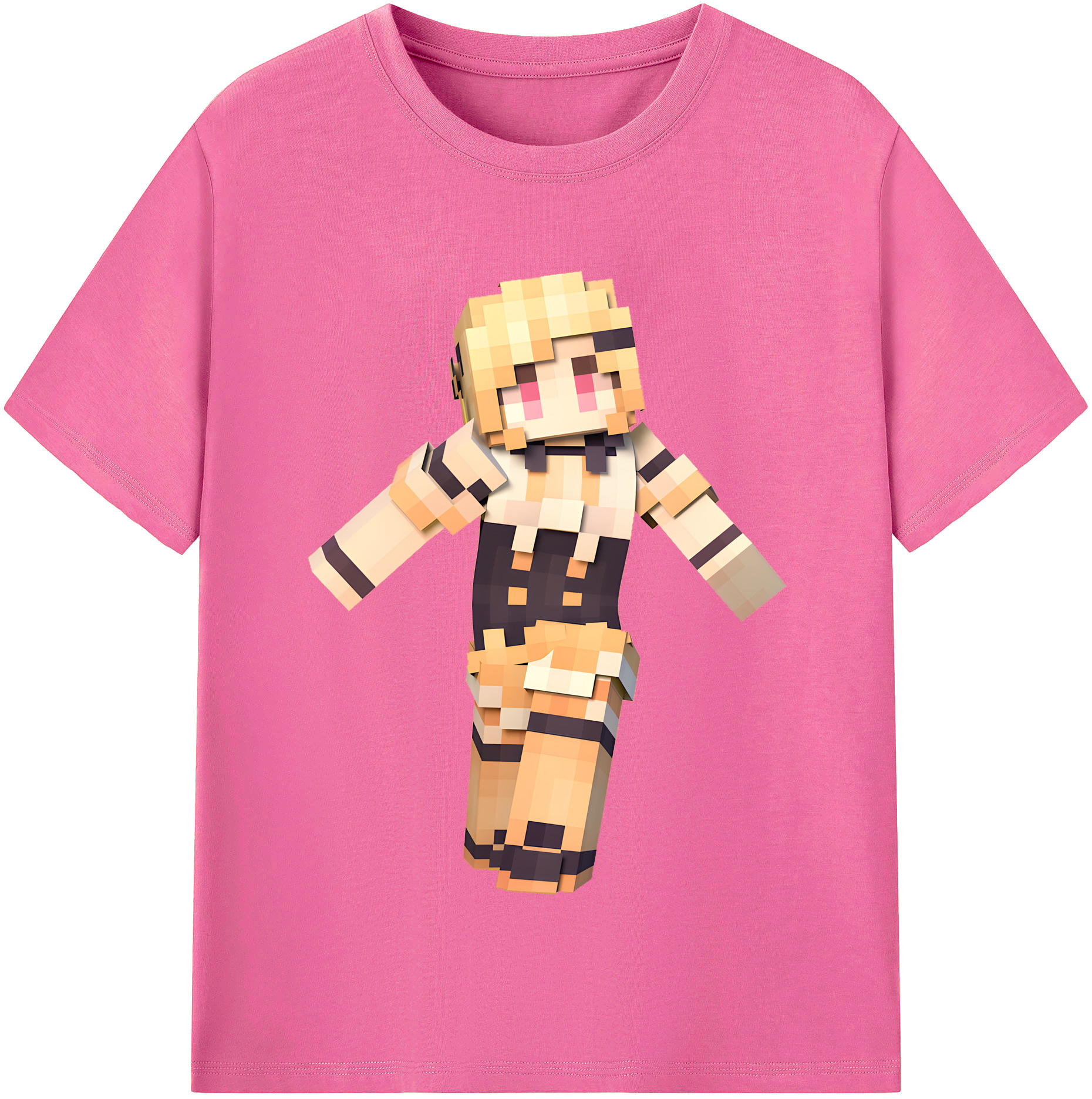 （画像用） マインクラフト ブロックの世界 Minecraft MC Block world レディースカジュアルプリントTシャツ（綿100％）